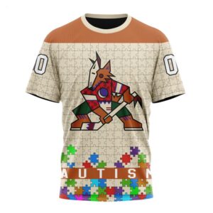 NHL Arizona Coyotes T Shirt Specialized Unisex Kits Hockey Fights Against Autism T Shirt 1