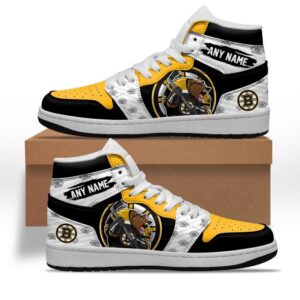 NHL Boston Bruins Air Jordan 1 Shoes Special Team Mascot Design Hightop Sneakers