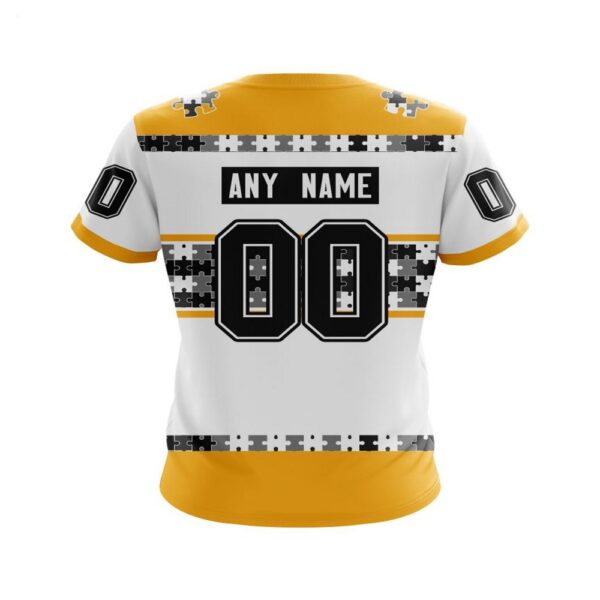 NHL Boston Bruins T-Shirt Autism Awareness Custom Name And Number 3D T-Shirt