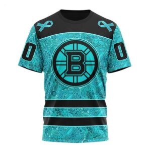 NHL Boston Bruins T Shirt Special Design Fight Ovarian Cancer 3D T Shirt 1