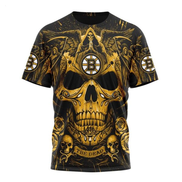 NHL Boston Bruins T-Shirt Special Design With Skull Art T-Shirt