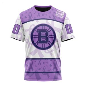 NHL Boston Bruins T Shirt Special Lavender Fight Cancer T Shirt 1