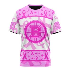 NHL Boston Bruins T Shirt Special Pink October Breast Cancer Awareness Month 3D T Shirt 1
