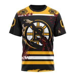 NHL Boston Bruins T Shirt Specialized Design Jersey With Your Ribs For Halloween 3D T Shirt 1