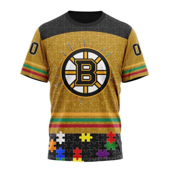 NHL Boston Bruins T-Shirt Specialized Design With Fearless Aganst Autism Concept T-Shirt
