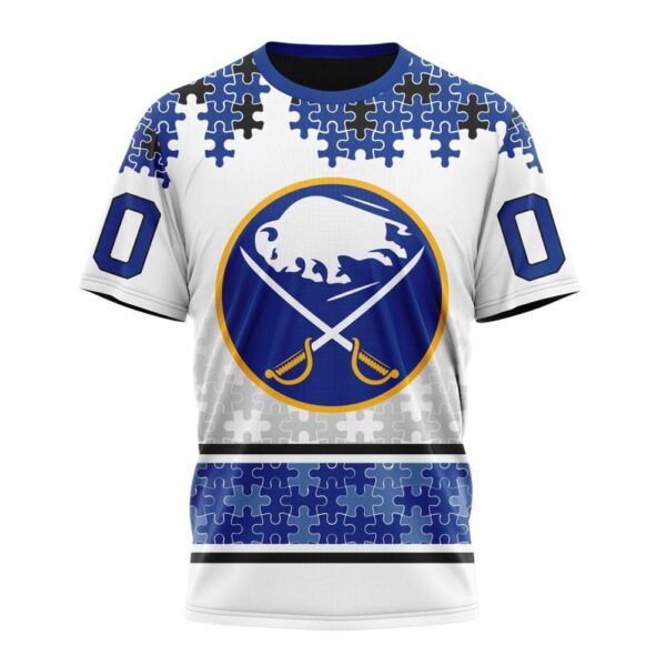 NHL Buffalo Sabres 3D T-Shirt Special Autism Awareness Design With Home Jersey Style Hoodie