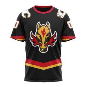 NHL Calgary Flames 2024 Black Alternate Kits T Shirt 1