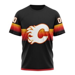 NHL Calgary Flames 3D T Shirt Special Black And Gradient Design Hoodie 1