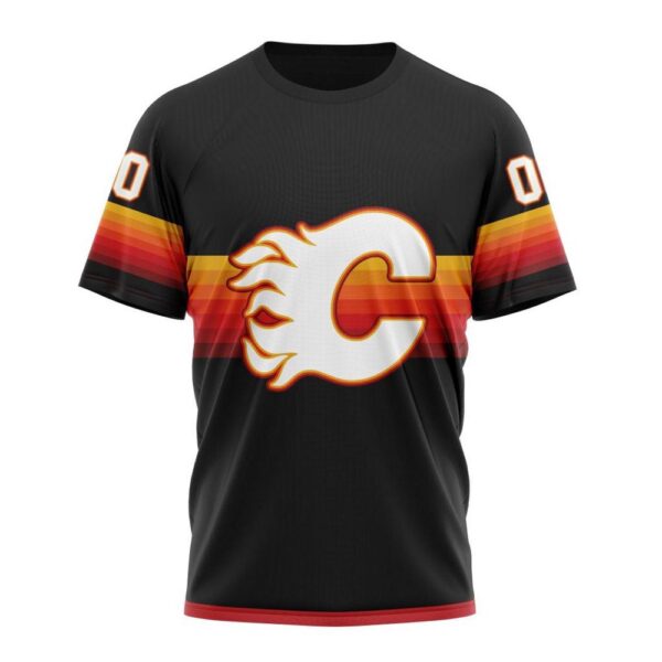 NHL Calgary Flames 3D T-Shirt Special Black And Gradient Design Hoodie