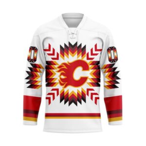 NHL Calgary Flames Hockey Jersey Special Design With Native Pattern Custom Jersey 1