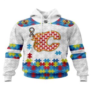 NHL Calgary Flames Hoodie Autism Awareness 3D Hoodie For Fans 1