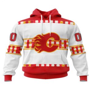 NHL Calgary Flames Hoodie Autism Awareness 3D Hoodie For Hockey Fans 1