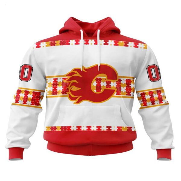 NHL Calgary Flames Hoodie Autism Awareness 3D Hoodie For Hockey Fans