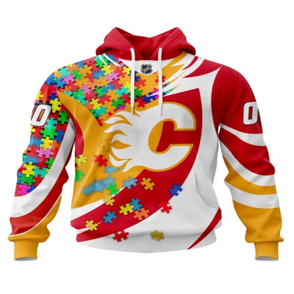 NHL Calgary Flames Hoodie Autism Awareness 3D Hoodie For Sports Fans