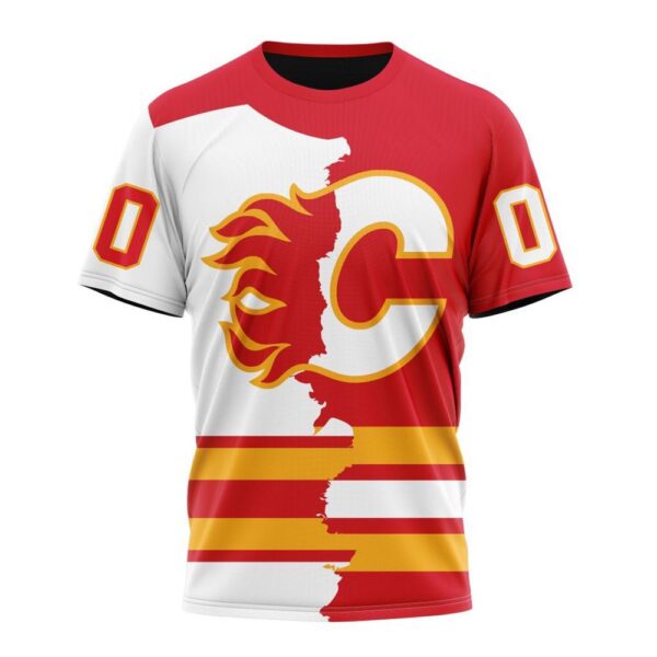 NHL Calgary Flames Personalize 2024 Home Mix Away T-Shirt