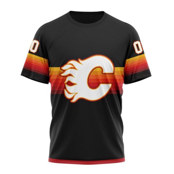 NHL Calgary Flames Special Black And Gradient Design T-Shirt