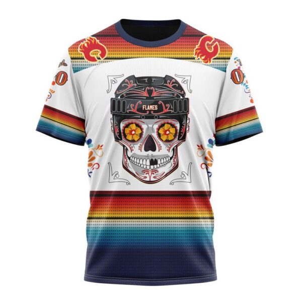 NHL Calgary Flames Special Design For Dia De Los Muertos T-Shirt