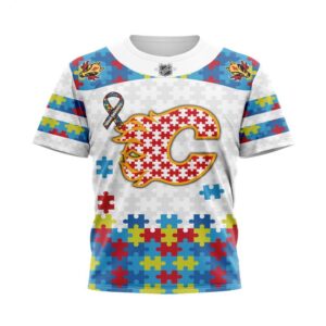 NHL Calgary Flames T Shirt Autism Awareness 3D T Shirt 1