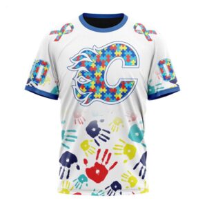 NHL Calgary Flames T Shirt Special Autism Awareness Design T Shirt 1