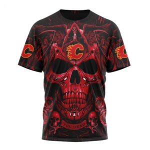 NHL Calgary Flames T Shirt Special Design With Skull Art T Shirt 1