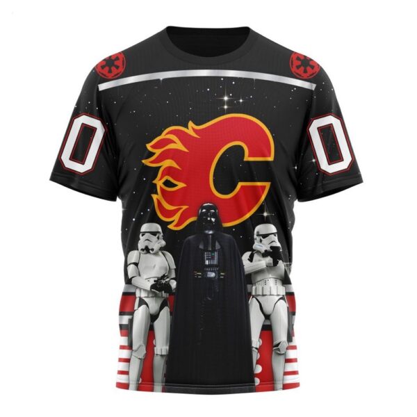 NHL Calgary Flames T-Shirt Special Star Wars Design May The 4th Be With You 3D T-Shirt