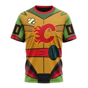 NHL Calgary Flames T Shirt Special Teenage Mutant Ninja Turtles Design T Shirt 1