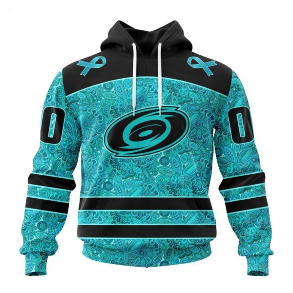 NHL Carolina Hurricanes Hoodie Special Design Fight Ovarian Cancer Hoodie