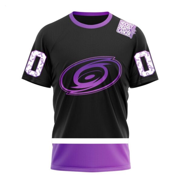 NHL Carolina Hurricanes T-Shirt Special Black Hockey Fights Cancer Kits 3D T-Shirt