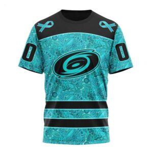 NHL Carolina Hurricanes T Shirt Special Design Fight Ovarian Cancer 3D T Shirt 1