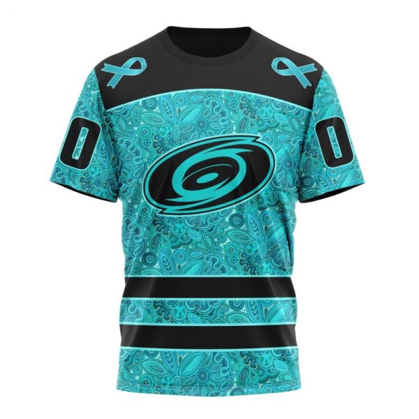 NHL Carolina Hurricanes T-Shirt Special Design Fight Ovarian Cancer 3D T-Shirt