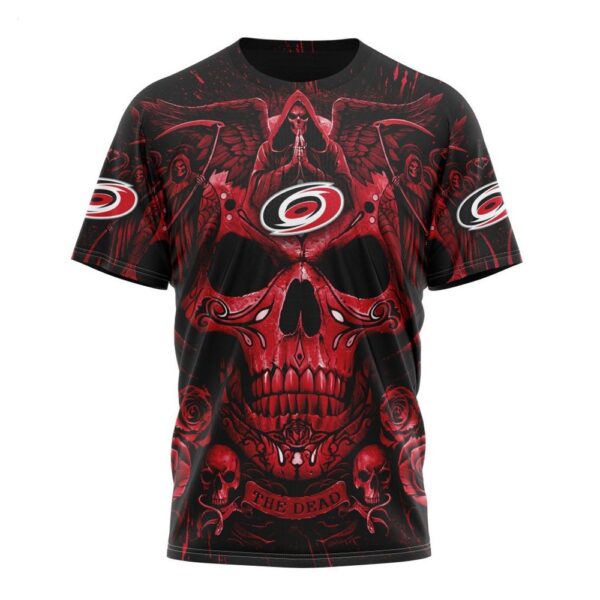 NHL Carolina Hurricanes T-Shirt Special Design With Skull Art T-Shirt