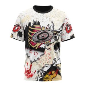 NHL Carolina Hurricanes T Shirt Special Zombie Style For Halloween 3D T Shirt 1
