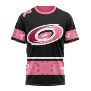 NHL Carolina Hurricanes T Shirt Specialized Design In Classic Style With Paisley! WE WEAR PINK BREAST CANCER T Shirt 1