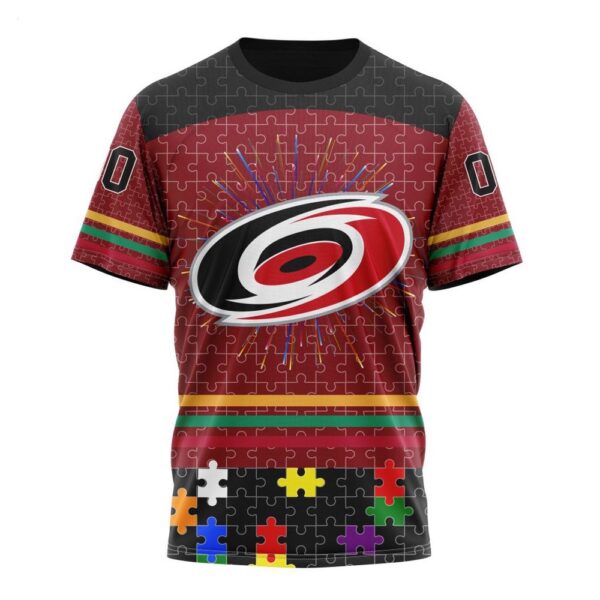 NHL Carolina Hurricanes T-Shirt Specialized Design With Fearless Aganst Autism Concept T-Shirt