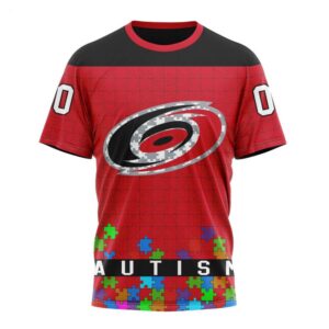 NHL Carolina Hurricanes T Shirt Specialized Unisex Kits Hockey Fights Against Autism T Shirt 1