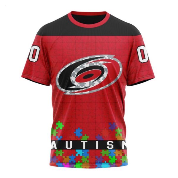 NHL Carolina Hurricanes T-Shirt Specialized Unisex Kits Hockey Fights Against Autism T-Shirt