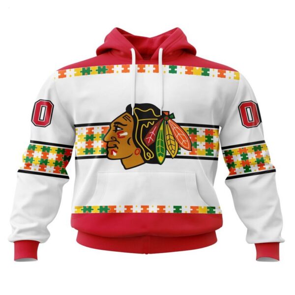 NHL Chicago BlackHawks Hoodie Autism Awareness 3D Hoodie For Hockey Fans