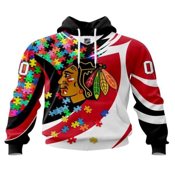 NHL Chicago BlackHawks Hoodie Autism Awareness 3D Hoodie For Sports Fans