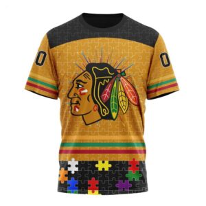 NHL Chicago BlackHawks T Shirt Specialized Design With Fearless Aganst Autism Concept T Shirt 1