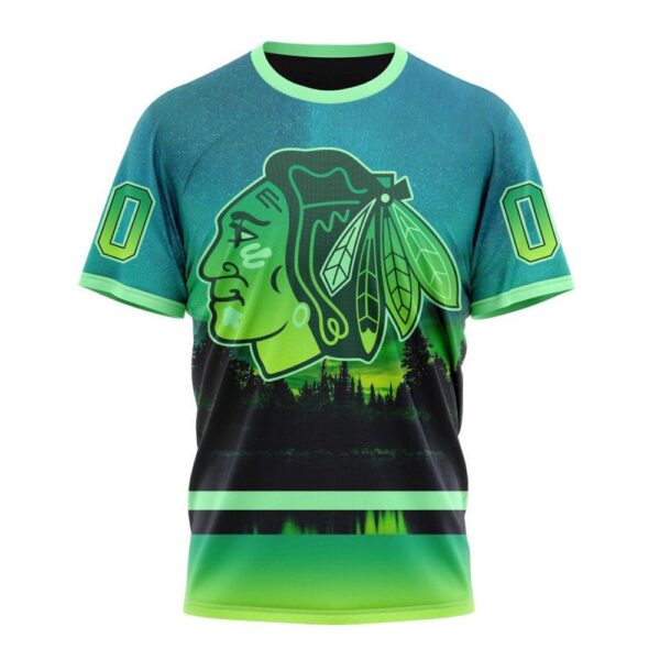 NHL Chicago Blackhawks 3D T-Shirt Special Design With Northern Light Full Printed Hoodie