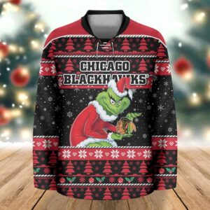 NHL Chicago Blackhawks All Over Print Grinch Hockey Jersey 1