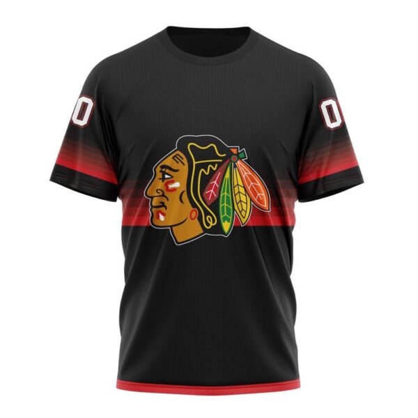 NHL Chicago Blackhawks Special Black And Gradient Design T-Shirt