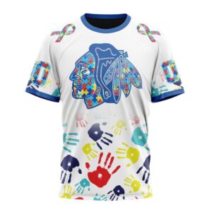 NHL Chicago Blackhawks T Shirt Special Autism Awareness Design T Shirt 1