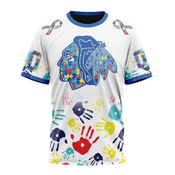 NHL Chicago Blackhawks T-Shirt Special Autism Awareness Design T-Shirt