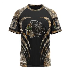 NHL Chicago Blackhawks T Shirt Special Camo Hunting 3D T Shirt 1