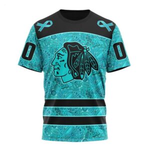 NHL Chicago Blackhawks T Shirt Special Design Fight Ovarian Cancer 3D T Shirt 1