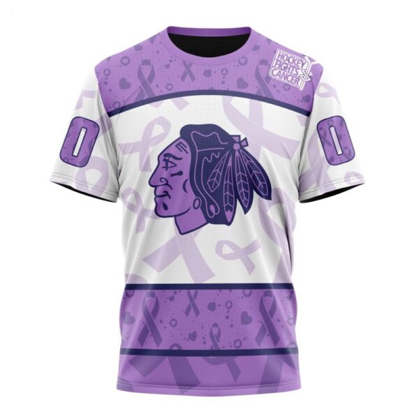 NHL Chicago Blackhawks T-Shirt Special Lavender – Fight Cancer T-Shirt