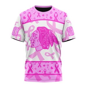 NHL Chicago Blackhawks T Shirt Special Pink October Breast Cancer Awareness Month 3D T Shirt 1
