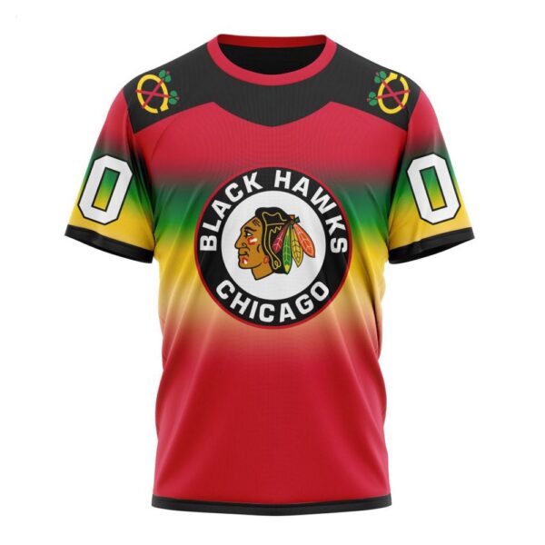 NHL Chicago Blackhawks T-Shirt Special Retro Gradient Design T-Shirt