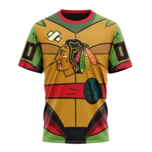 NHL Chicago Blackhawks T Shirt Special Teenage Mutant Ninja Turtles Design T Shirt 1